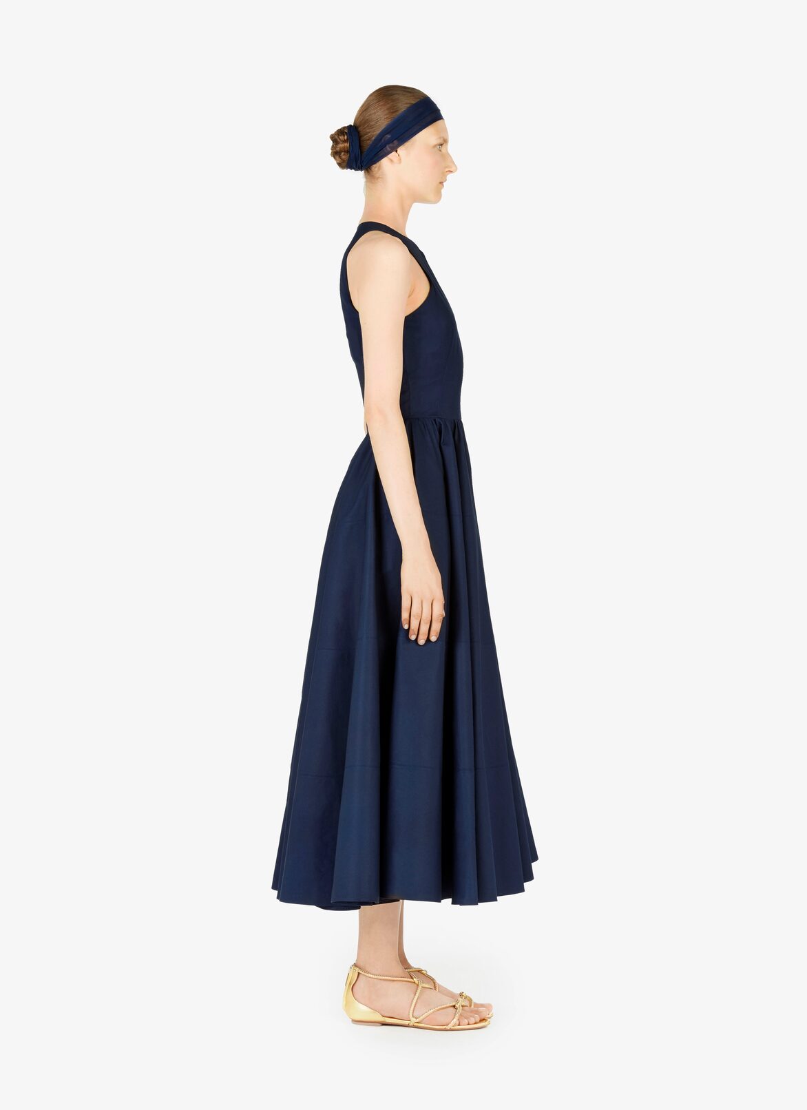 Cotton Gabardine Découpé Dress  ALAÏA NIGHT BLUE COTTON GABARDINE DÉCOUPÉ DRESS